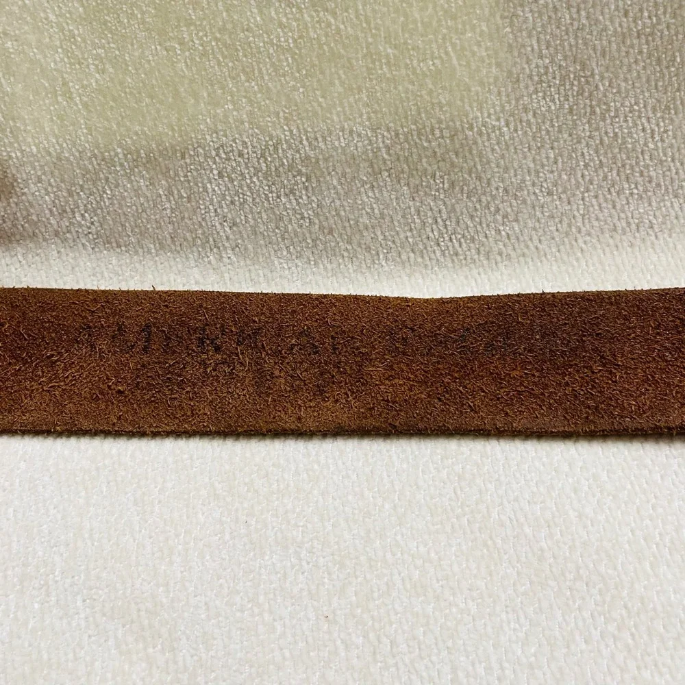 American Eagle Outfitters Mens XXL Brown Distressed Leather Belt Eagle 1.5